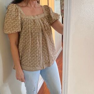 Max Studio Boho Brown Patterned Blouse Size S